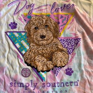 Simply Southern NWT Ladies LS Pastel TieDye Tee Dog Lover
